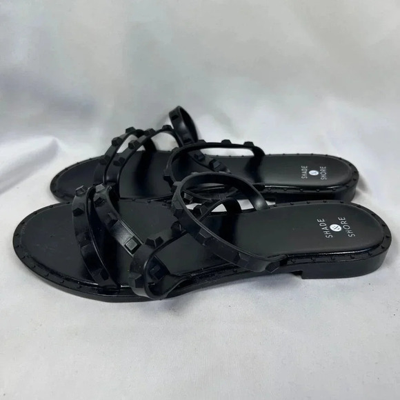 Shade & Shore Size 8 Sandals Studded Black Rubber - Picture 2 of 7